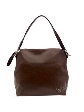 Prada Brown Cervo Leather Hobo Bag